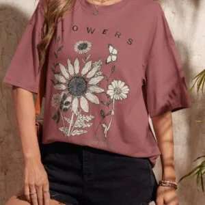 Slogan Graphic Drop Shoulder Oversized Tee