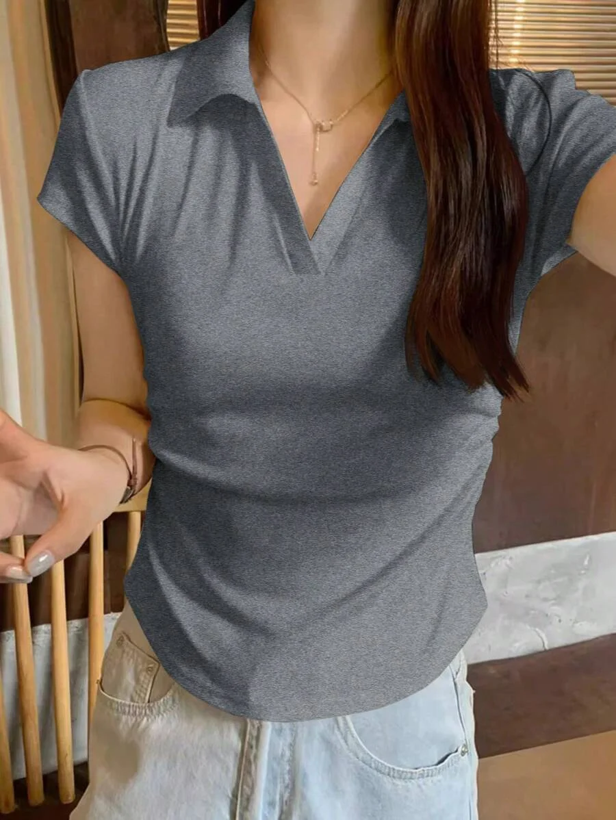 V Neck Short Sleeve T Shirt Women Summer