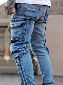Casual Simplicity Multi-Pocket Denim Jeans - Image 2