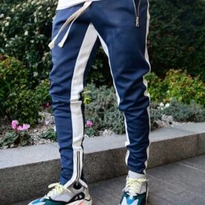 Zip Hem Drawstring Waist Sports Pants - Image 2