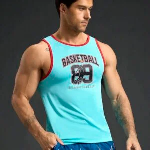 Letter Print Trim Casual Fitness Sports Vest - Image 2