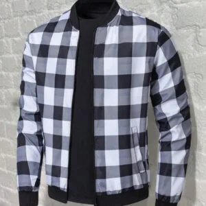 Plaid Print Fashion Jacket Long Sleeve Going Out - Image 2