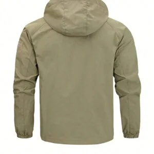 Outdoor Windbreaker Jacket Multi Pocket Khaki Hooded - Image 3