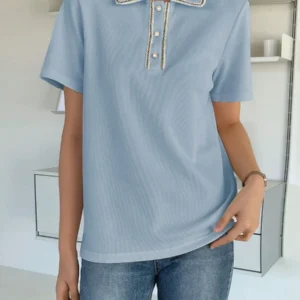 Contrast Trim Polo Neck Tee - Image 2