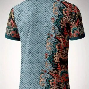 Casual Business Floral Print Short Sleeve Polo Shirt - Image 3