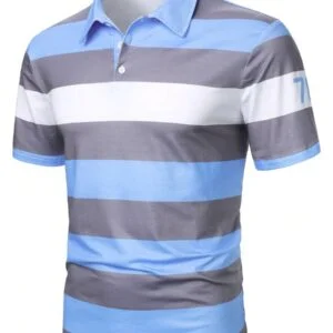 Summer Casual Business Color Block Collar Polo Shirt - Image 2