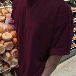 Solid Drop Shoulder Plain T Shirt - Image 3