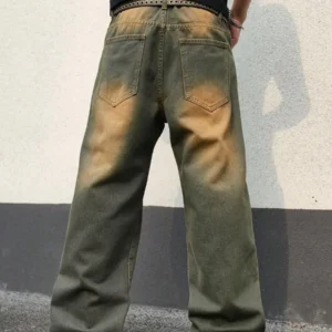 Pocket Loose Straight Leg Casual Mature Streetwear Jeans - Image 2