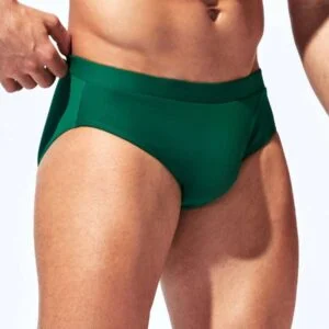 Plain Elastic Waist Swimming Trunks Briefs - Image 3