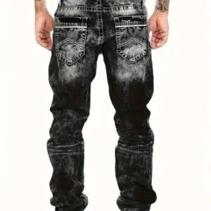 Fashionable Contrast Color Stretch Jeans - Image 2