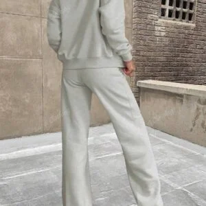 Solid Color Simple Hoodie & Straight Leg Pocket Pants - Image 2