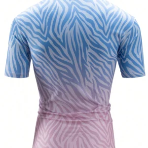 Men Fashion Color Block Palm Tree Print Short Sleeve Polo Shirt - Image 5