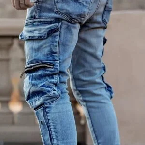 Casual Simplicity Multi-Pocket Denim Jeans - Image 3