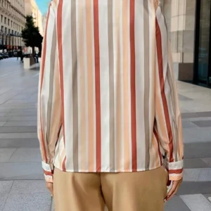 Women Loose Long Sleeve Casual Striped Shirt - Image 3