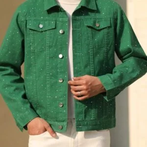 Denim Jacket Woven Fabric With Buttons - Image 3