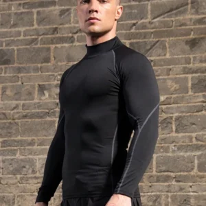 Solid Color Stand Collar Raglan Sleeve Casual Fitness Long Sleeve T Shirt - Image 3