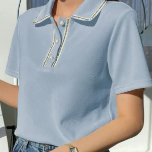 Contrast Trim Polo Neck Tee - Image 3