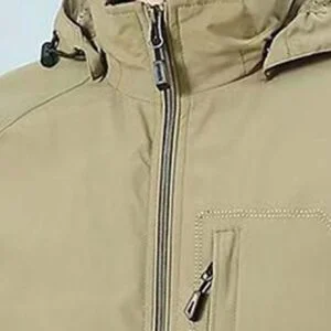 Outdoor Windbreaker Jacket Multi Pocket Khaki Hooded - Image 4