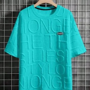 Oversized Men’s Letter Patched Drop Shoulder T Shirt - Image 4