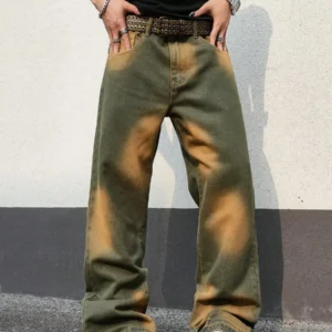 Pocket Loose Straight Leg Casual Mature Streetwear Jeans - Image 3