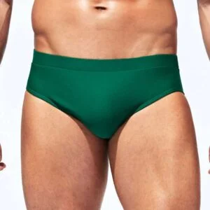 Plain Elastic Waist Swimming Trunks Briefs - Image 4