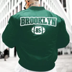 Baseball Jacket With Letter Print Long Sleeves - Image 4