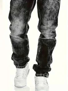 Fashionable Contrast Color Stretch Jeans - Image 3