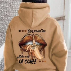 Fleece Hoodie With Cartoon Character And Slogan Print - Image 3