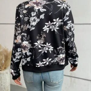 ROSE Floral Print Zip Up Bomber Jacket - Image 3
