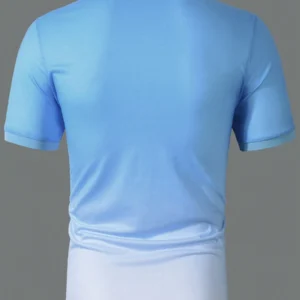 Gradient Color Seagull Printed Short Sleeve Polo Shirt - Image 2