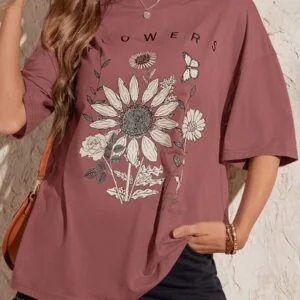 Slogan Graphic Drop Shoulder Oversized Tee - Image 3