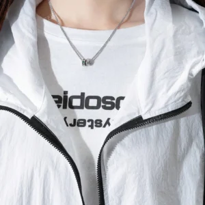 Zipper Pocket Oversized Colorblock Casual Lightweight Windbreaker Jacket - Image 3