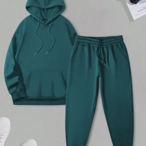 Drawstring Hooded Sweatshirt And Sweatpants - Image 2