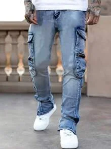 Casual Simplicity Multi-Pocket Denim Jeans - Image 4