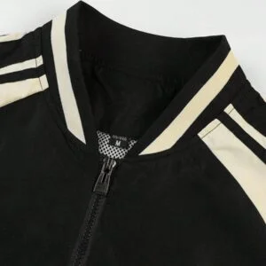 Color Block Zipper And Pockets Bomber Baseball Jacket - Image 4