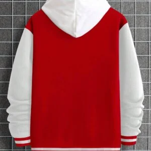 Letter Graphic Two Tone Varsity Baseball Jacket