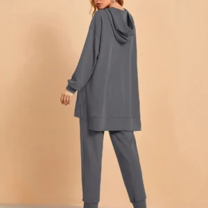 Drop Shoulder Drawstring Hoodie & Sweatpants - Image 4