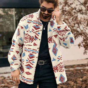 Geometric Pattern Button Up Pocket - Image 4