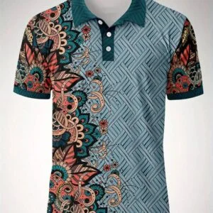 Casual Business Floral Print Short Sleeve Polo Shirt - Image 4
