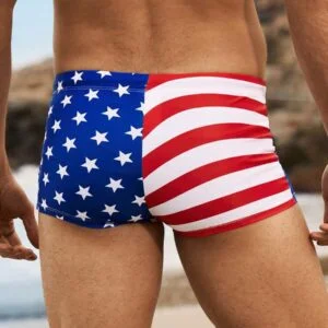 American Flag Print Simple Swimming Trunks - Image 2