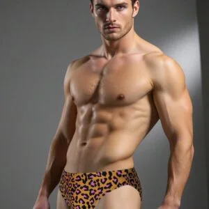 Leopard Print Triangular Swim Trunks For Holiday