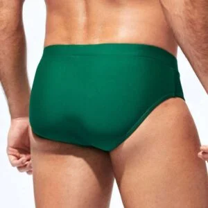 Plain Elastic Waist Swimming Trunks Briefs - Image 5