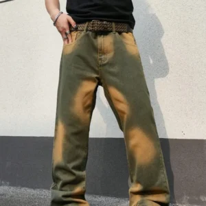 Pocket Loose Straight Leg Casual Mature Streetwear Jeans - Image 4