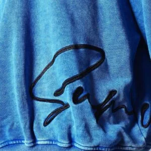 Oversized Fit Washed Sweatshirt With Embroidery – Blue - Image 4