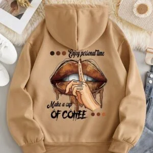 Fleece Hoodie With Cartoon Character And Slogan Print - Image 4