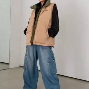 Letter Patched Detail Drawstring Hem Zipper - Image 4