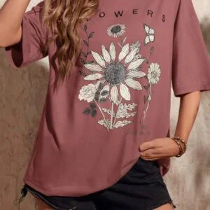 Slogan Graphic Drop Shoulder Oversized Tee - Image 4