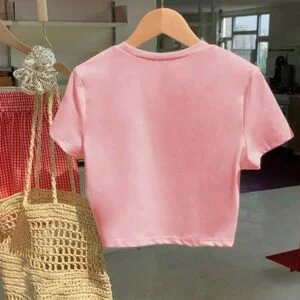 Fruit Cherry Bow Pearl Graphic Print Fitted Tee - Image 5