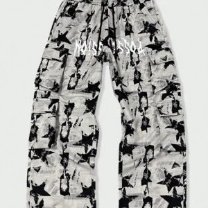 Five-Pointed Star Print Wide-Leg Pants - Image 5