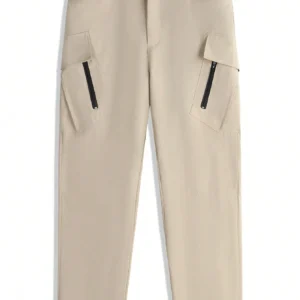 Drawstring Waist Zipper Pocket Elastic Cuff - Image 5